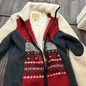 Cozy Red and Cream Teddy Jacket